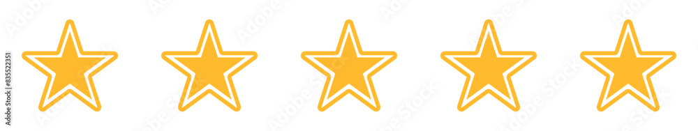 Gold star icon. Vector isolated five stars with rim. Customer feedback concept. Vector 5 star rating review.