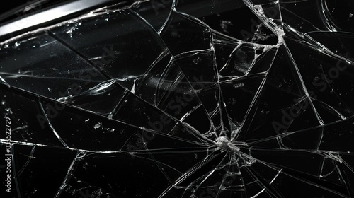 shattered broken glass shards pieces on black background, for overlay and screen layer modes