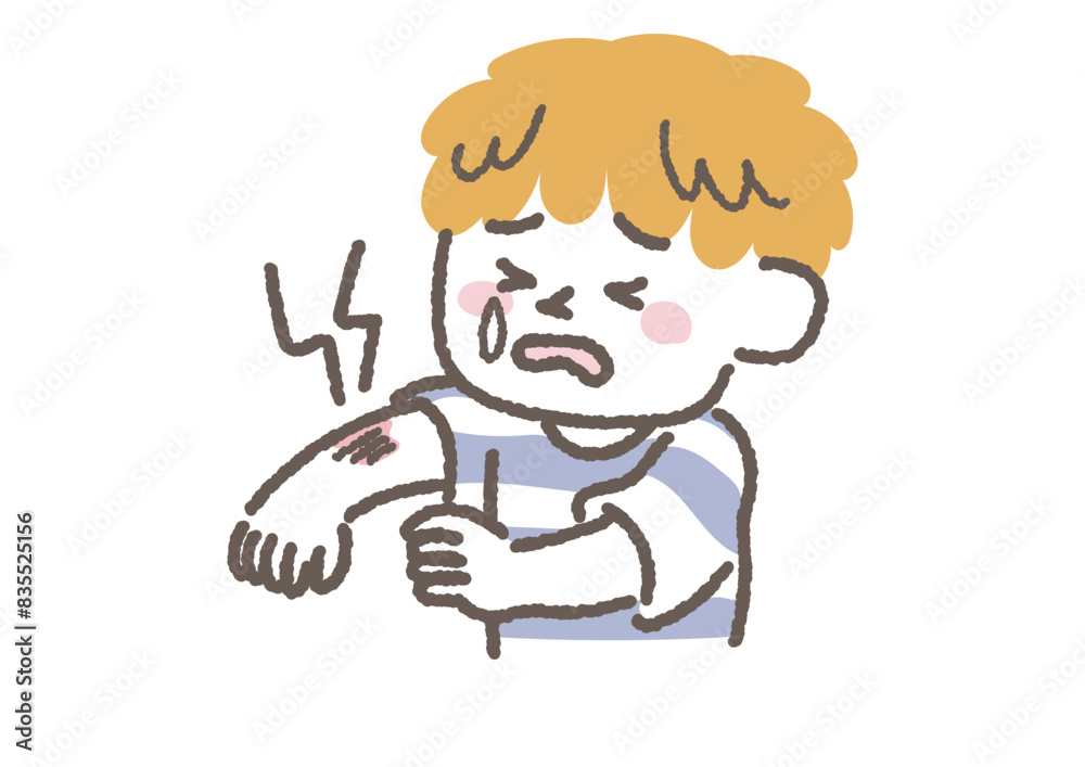 腕を怪我してしまった男の子のイラスト 腕を怪我してしまった男の子のイラスト