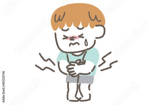 お腹が痛い男の子のイラスト