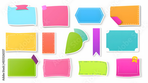 Colorful sticker overlay set design elements isolated on white background, flat design, png
 photo