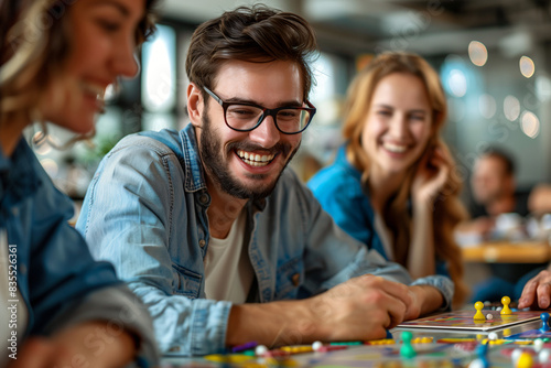 group of friends play Board Game
