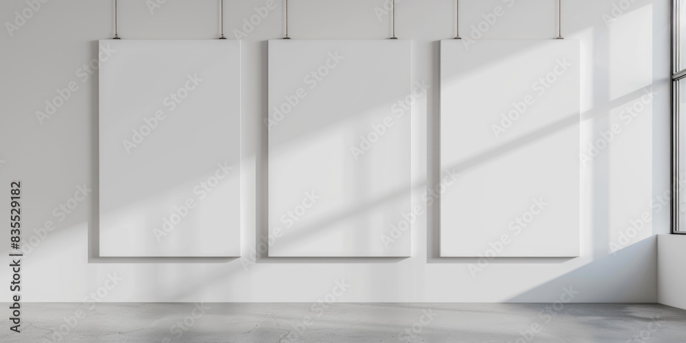 Obraz premium Blank white posters on a wall