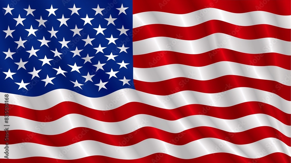 Fototapeta premium Realistic 4K Close-Up of United States Flag with Full Background