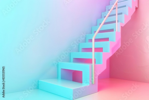 ladder leading to success personal growth and future development concept minimal pastel color 3d illustration