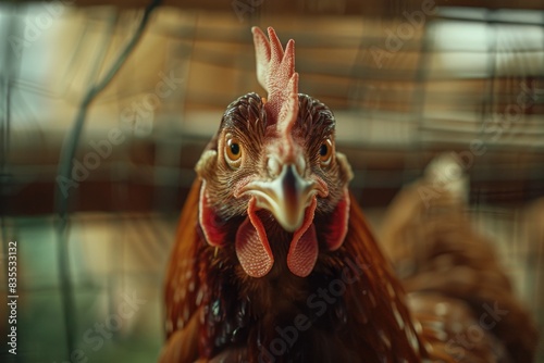 Chicken in Cage Close Up