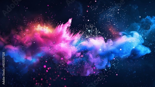 Colorful splash  dust and smoke with vibrant light effects  generative AI