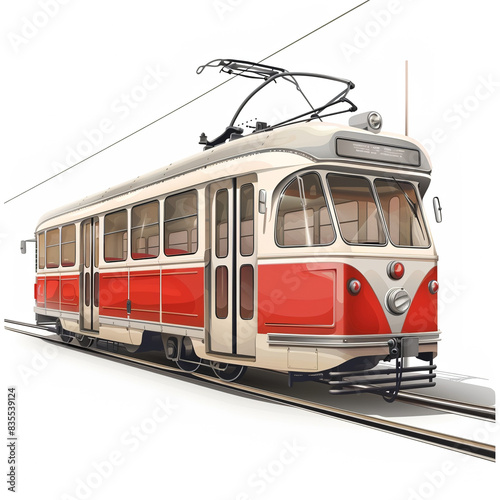 Streetcar isolated white background
