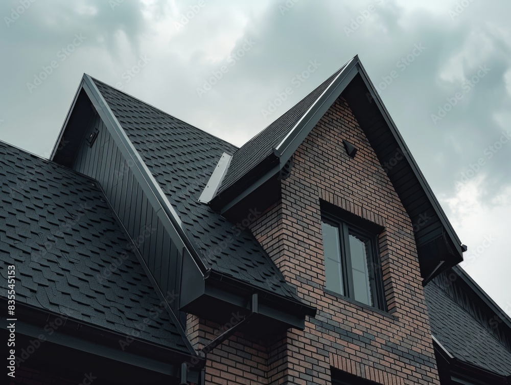 Brick building with black roof Brick building with black roof