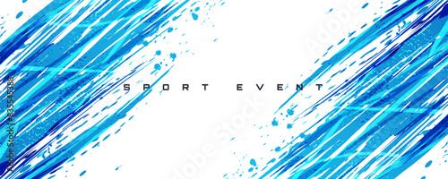 Abstract Blue Gradient Brush Background. Vibrant Grunge Sports Background. Scratch and Texture Elements For Design