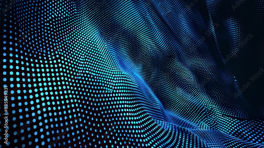 Fototapeta premium Abstract blue digital background with dots, LED screen texture