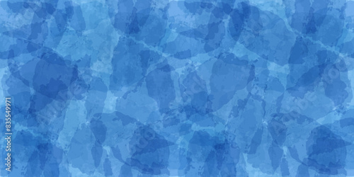 Watercolor seamless pattern. Vector cloud sky print. Blue transparent brush stains texture.