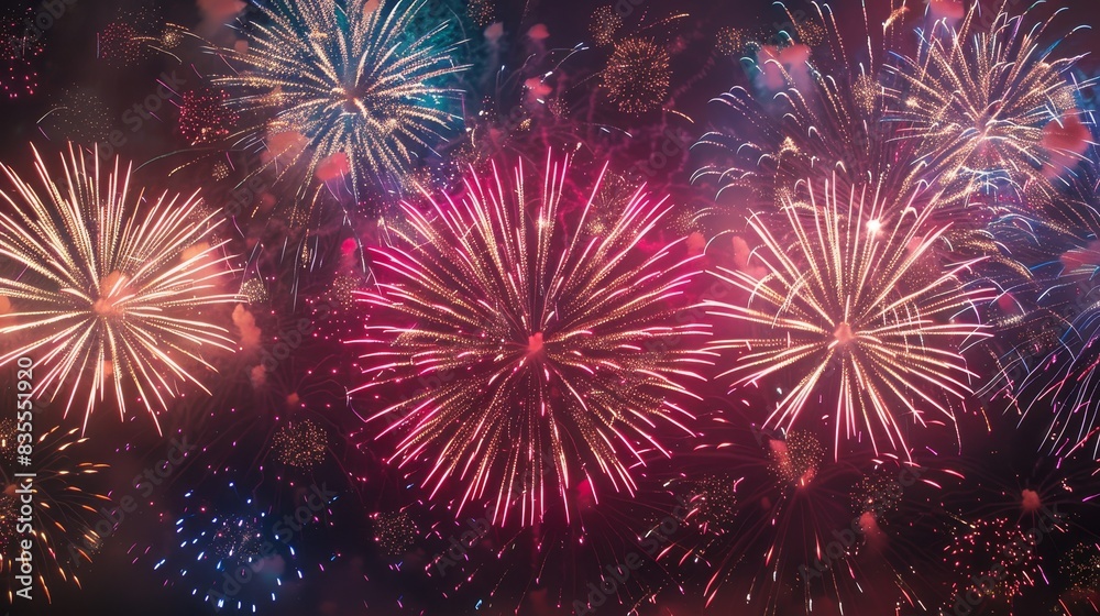 Fireworks display with plenty of room for Independence Day text Fireworks display with plenty of room for Independence Day text