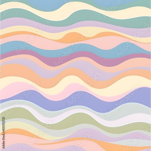 Abstract horizontal background with colorful waves. Trendy vector illustration in style retro 60s, 70s. Pastel colors