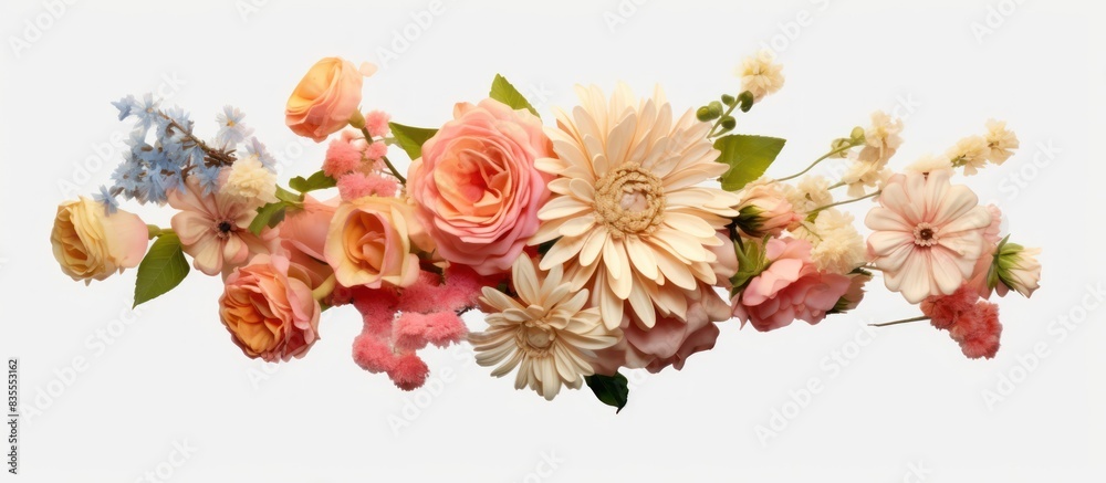 Fototapeta premium colorful flowers beautiful decorative bouquet isolated white background