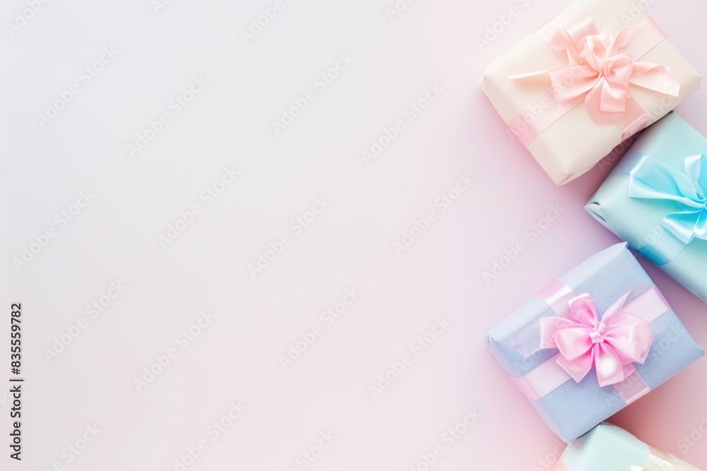 A small gift box wrapped in pink paper and tied with a matching pink ribbon