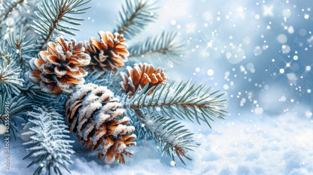 Close-up view of pine cones covered in snow Close-up view of pine cones covered in snow