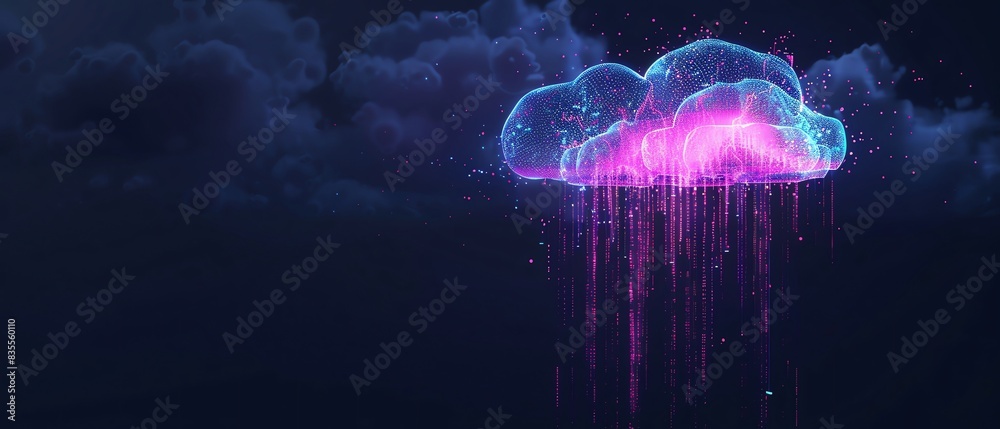 Cloud icon with futuristic web elements, blockchain technology, digital data flow, and secure cloud infrastructure Cloud icon with futuristic web elements, blockchain technology, digital data flow, and secure cloud infrastructure