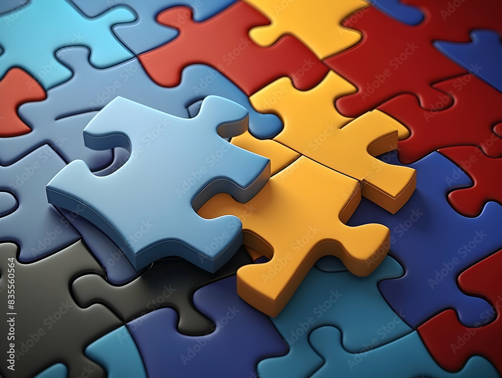 Business puzzle, Colorful 3D Business Puzzle, Business people joining puzzle together, teamwork and unity in business concept Business puzzle, Colorful 3D Business Puzzle, Business people joining puzzle together, teamwork and unity in business concept