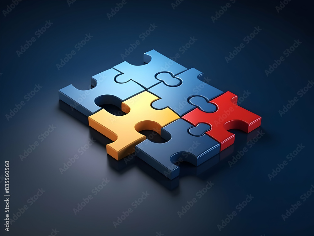 Business puzzle, Colorful 3D Business Puzzle, Business people joining puzzle together, teamwork and unity in business concept Business puzzle, Colorful 3D Business Puzzle, Business people joining puzzle together, teamwork and unity in business concept
