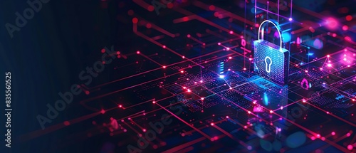 Cybersecurity service visuals with secure connection, highlighting secure login, data protection, and AIdriven insights
