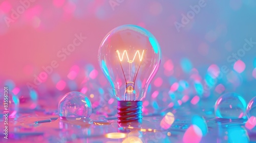 A single light bulb sits on top of a table, providing a warm and cozy glow