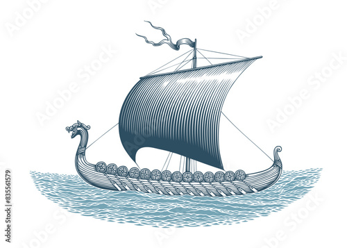 Viking Rook. Editable hand drawn illustration. Vector vintage engraving. Isolated on white background. 8 EPS