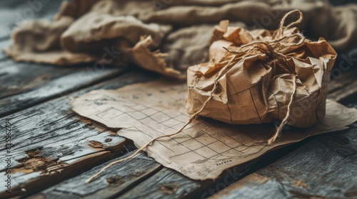 A piece of paper sitting on a wooden table