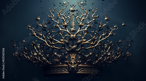 A tree with branches that form a crown at the top, symbolizing royalty and ultimate success 