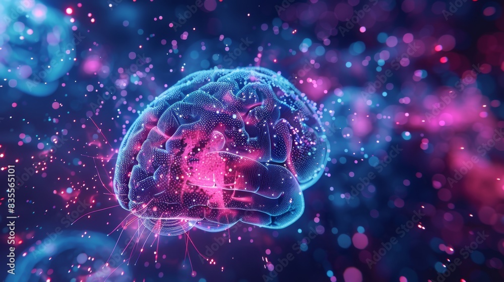 Obraz premium Abstract Neural Network Visualization, Generative AI