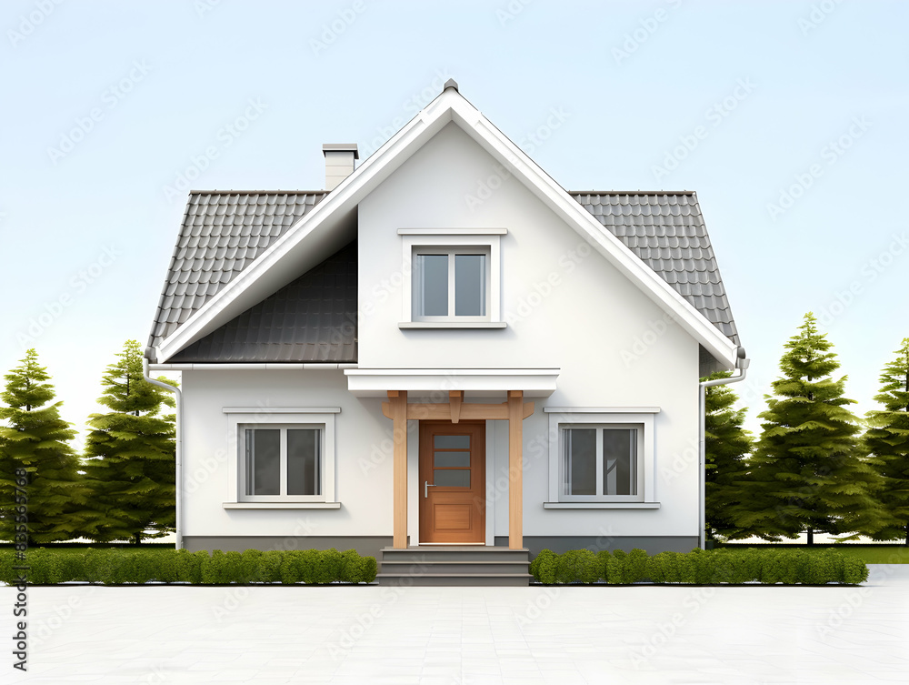 A model of 3d real estate house building, Conceptual flat and building on urban area, real estate housing concept A model of 3d real estate house building, Conceptual flat and building on urban area, real estate housing concept