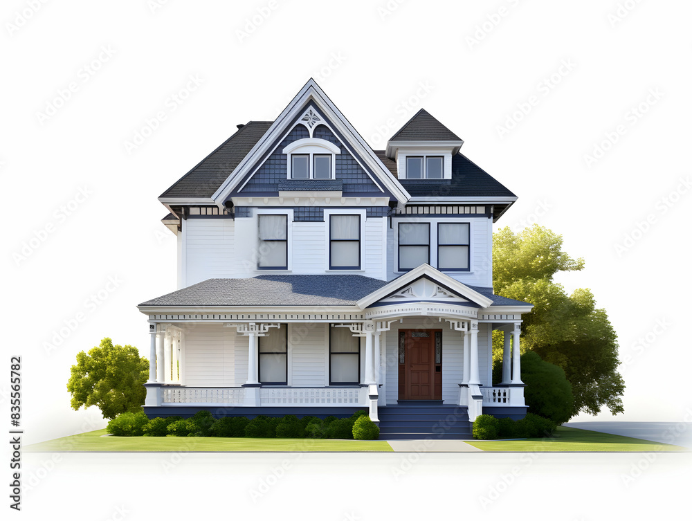 A model of 3d real estate house building, Conceptual flat and building on urban area, real estate housing concept A model of 3d real estate house building, Conceptual flat and building on urban area, real estate housing concept