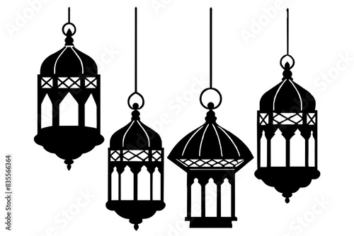 lamaic Eid lanterns silhouette vector illustration photo