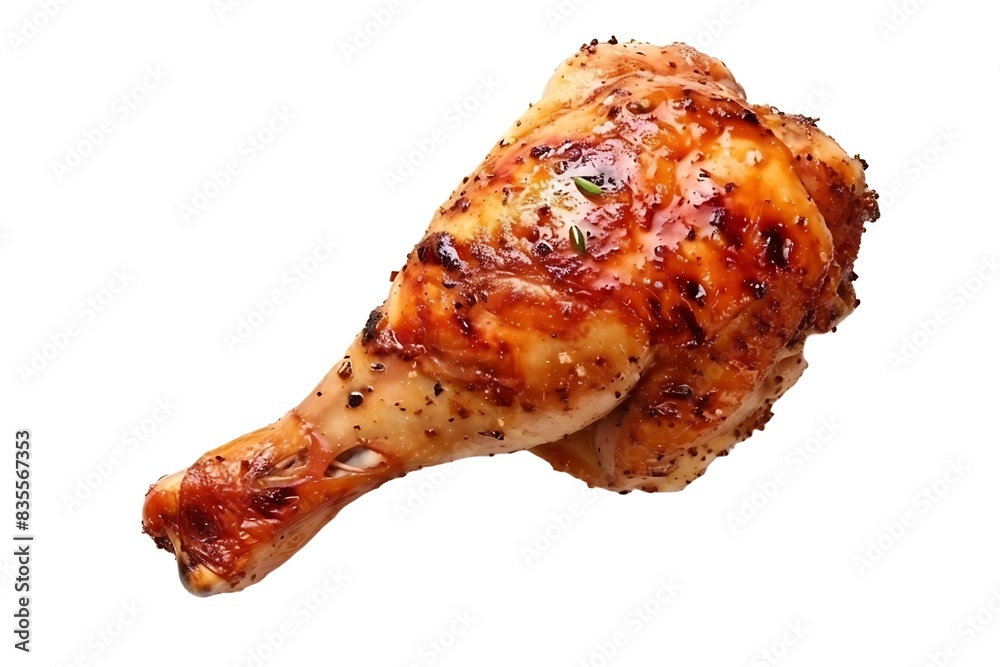 Grilled chicken leg on a white background. Grilled chicken leg on a white background.