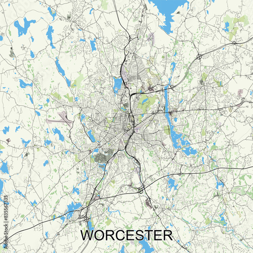 Worcester, Massachusetts, United States map poster art photo
