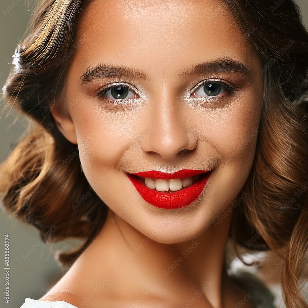 portrait of a woman with red lipstick portrait of a woman with red lipstick