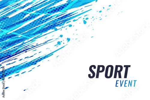 Abstract Blue Gradient Brush Background. Vibrant Grunge Sports Background. Scratch and Texture Elements For Design