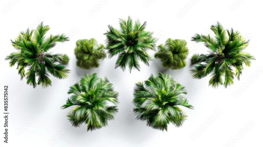 Top view of lush green palm trees, Generative AI Top view of lush green palm trees, Generative AI