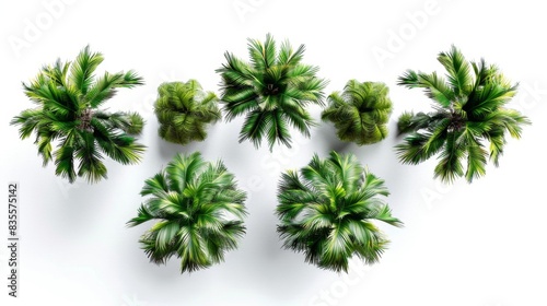 Top view of lush green palm trees, Generative AI