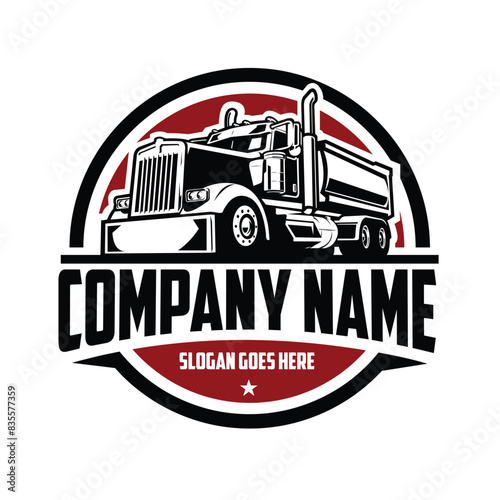Trucking company badge circle emblem vector ready made logo template set isolated