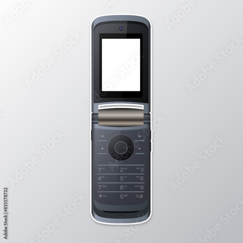 vintage flip phone with white screen background