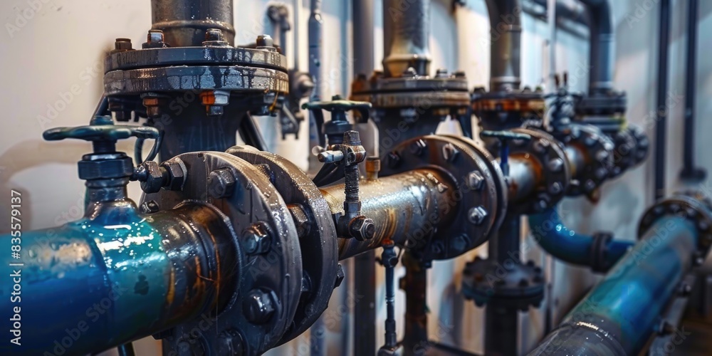A series of valves and pipes are connected to each other A series of valves and pipes are connected to each other