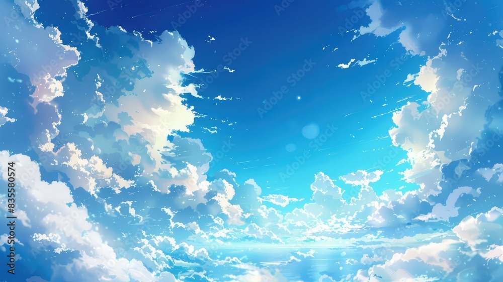 Sunny day with blue sky featuring fluffy clouds Sunny day with blue sky featuring fluffy clouds
