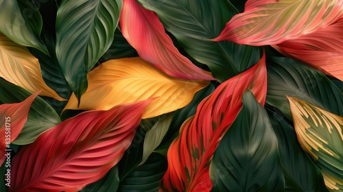Colorful Tropical Leaf Texture Background of Spathiphyllum cannifolium