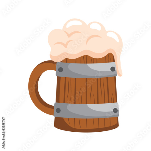 wooden beer mug with foam