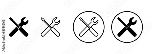 Repair icon vector isolated on white background. Wrench and screwdriver icon. settings vector icon. Maintenance. tools