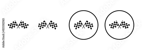 Race flag icon vector isolated on white background. Competition sport flag line vector icon. Racing flag. Start finish flag. Checkered. Start