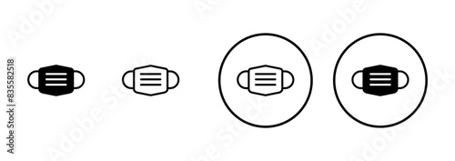 Mask icon vector isolated on white background. Man face with mask icon. Safety breathing masks. Industrial safety N95 mask. Medical mask vector icon.