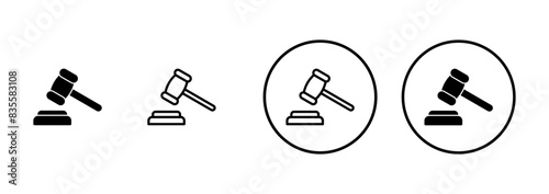 Gavel icon vector isolated on white background. Hammer icon vector. Judge Gavel Auction Icon Vector. Bid
