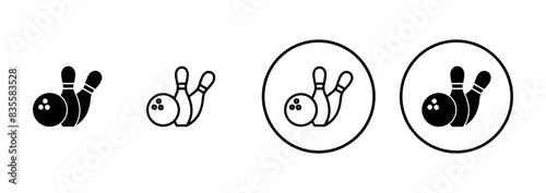 Bowling game Pin Icon vector isolated on white background. Bowling icon, ball and pin